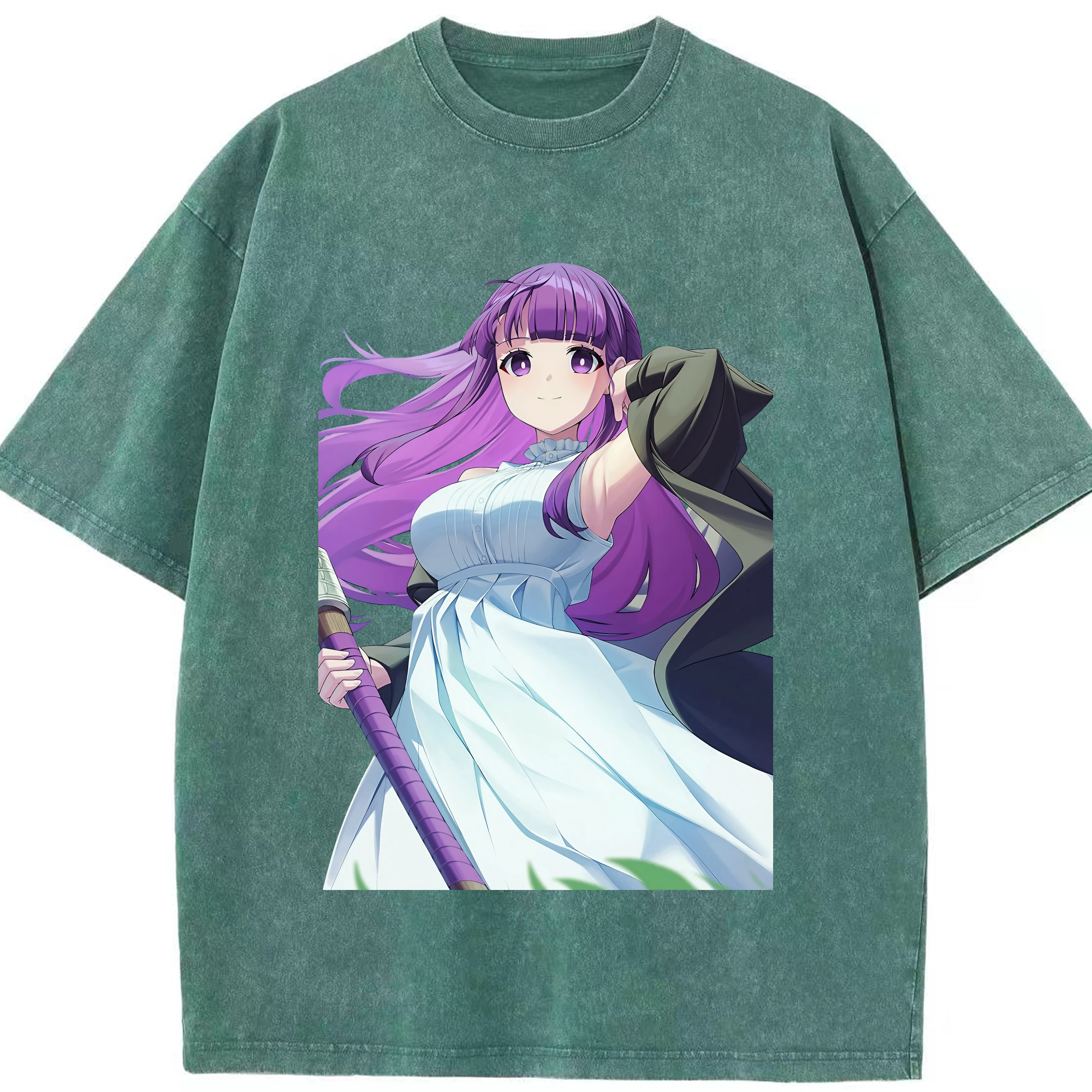 （画像用） 葬送のフリーレン Frieren 綿100% ヴィンテージ風 半袖Tシャツ（フロントプリント）